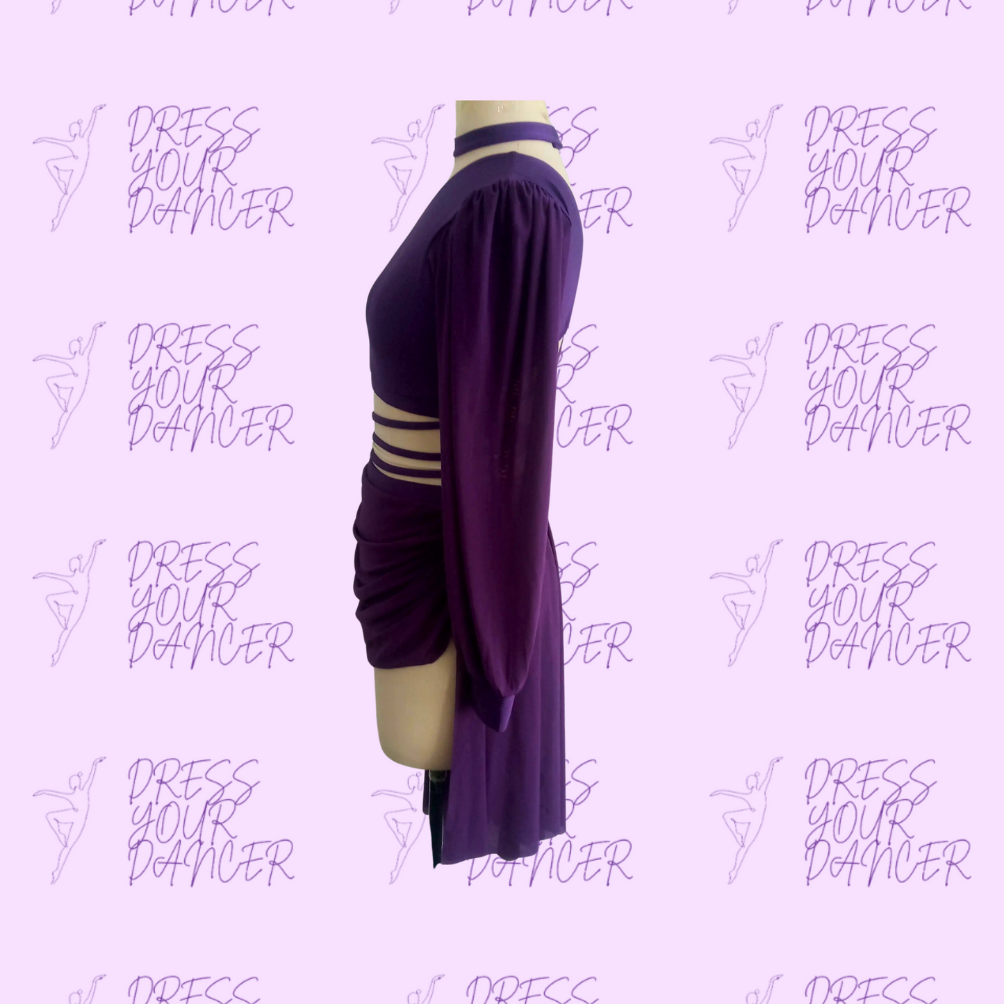 Dancing in the Dark – One Sleeve Contemporary Lyrical Dance Costume Strappy Back Flowy Skirt Modern Dancewear for Competition & Performance