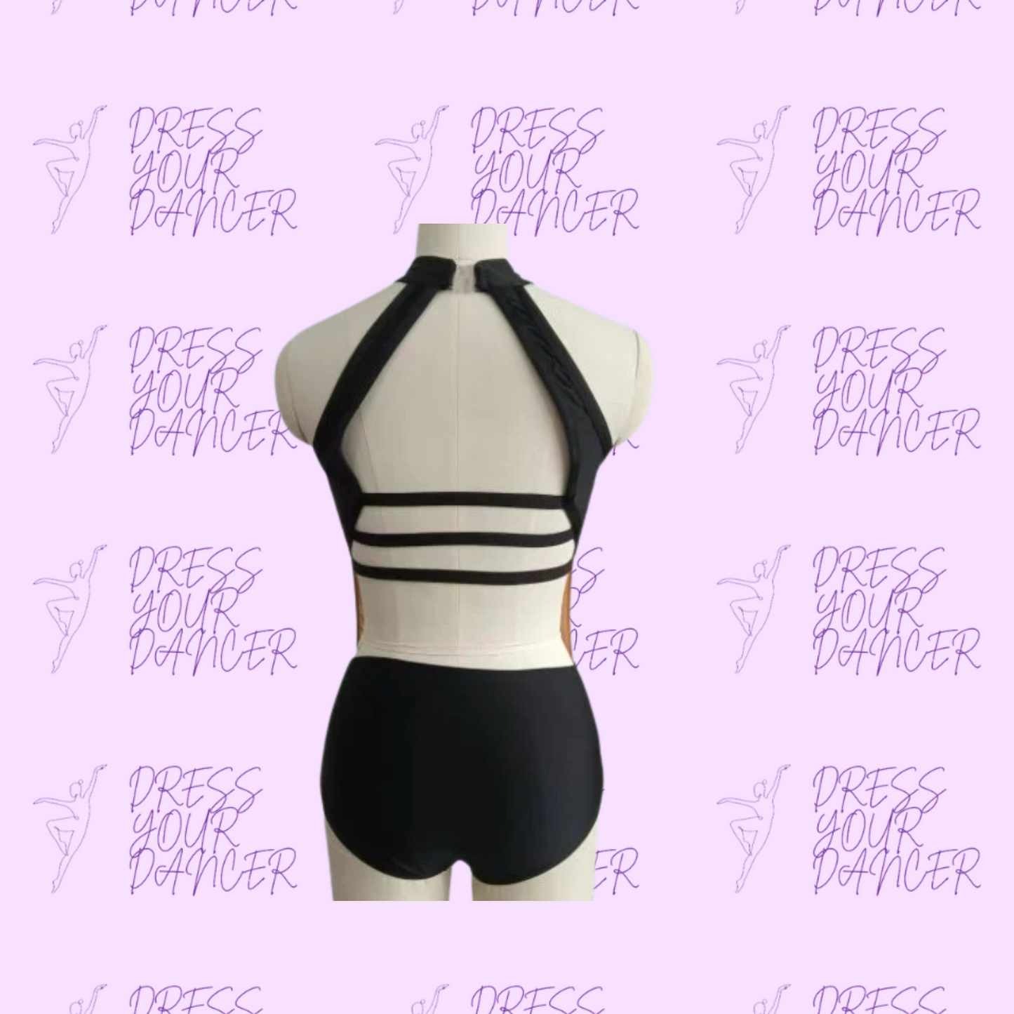 Electric Heartbeat Dance Costume – Sheer Mesh Cutouts with Sleek Contour Design for Contemporary & Jazz Performances Includes Skin Tone Mesh