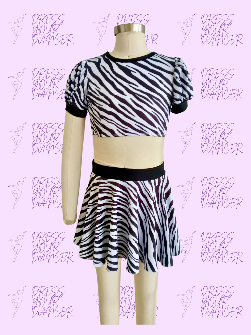 Zebra Dance Costume – Girls Character or Jazz Solo Costume, Safari Animal-Inspired Competition Dancewear, Custom Stage Performance Outfit