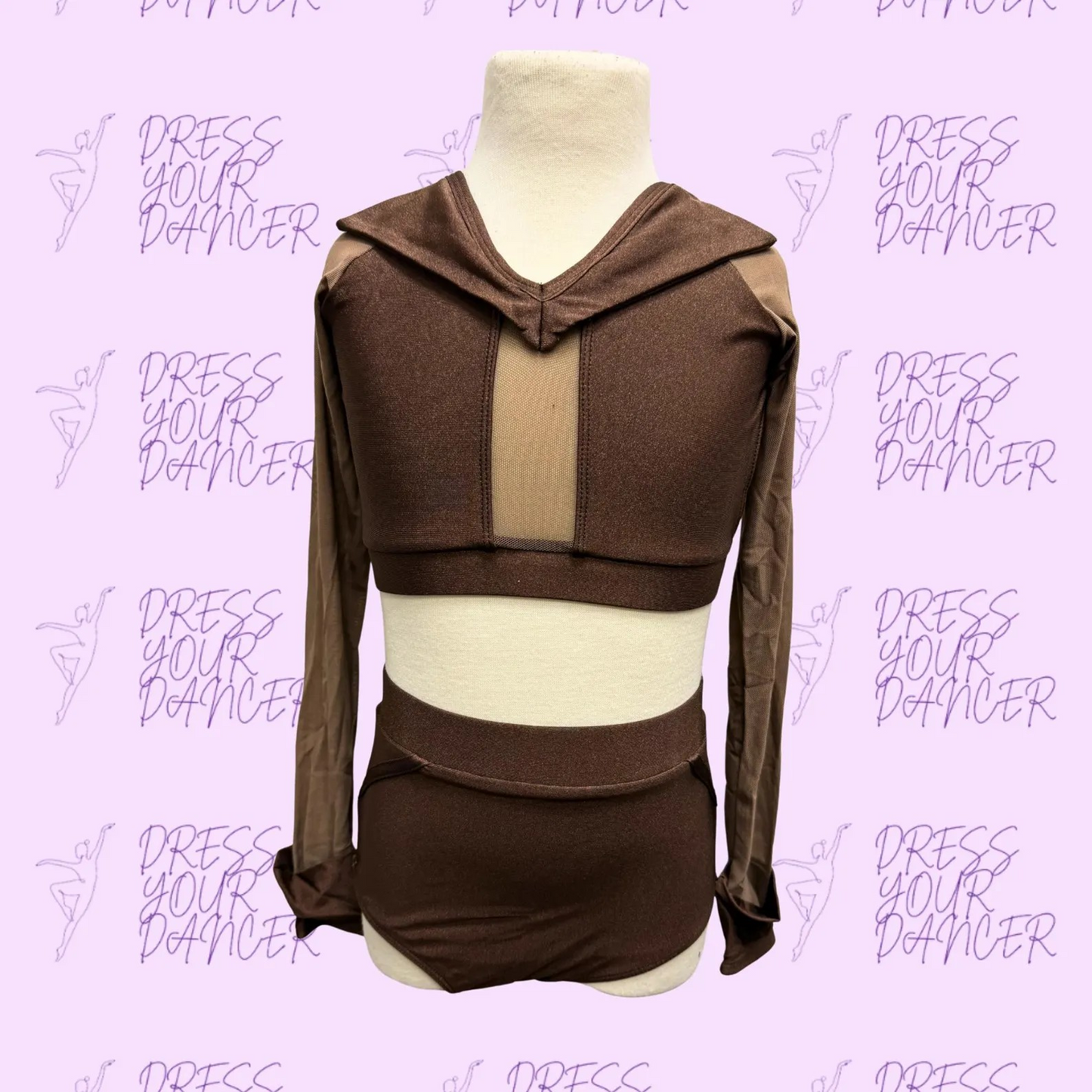 In Stock - Child Medium Coffee Brown Run The World Dance Costume - Two Piece Jazz Costume
