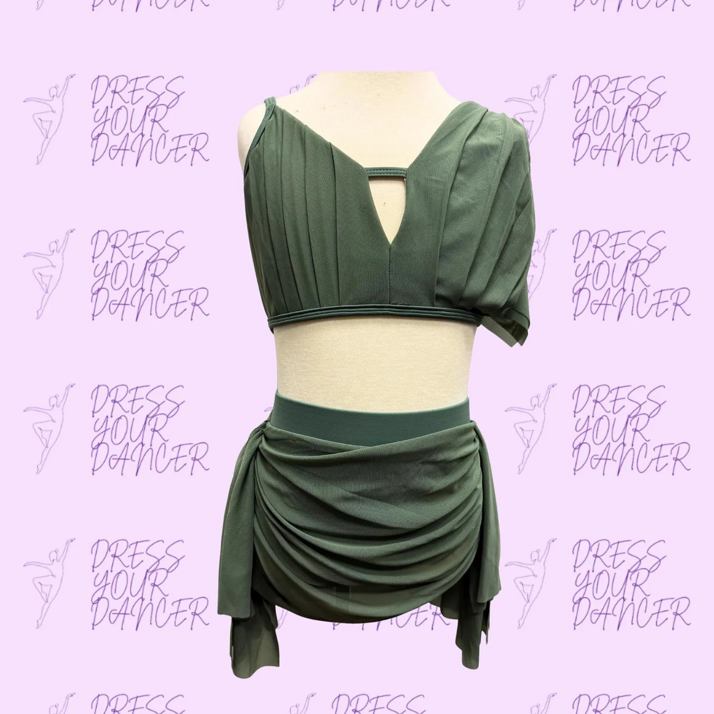 In Stock - Olive Green Child Large Ocean Eyes Dance Costume Contemporary or Lyrical Solo Outfit