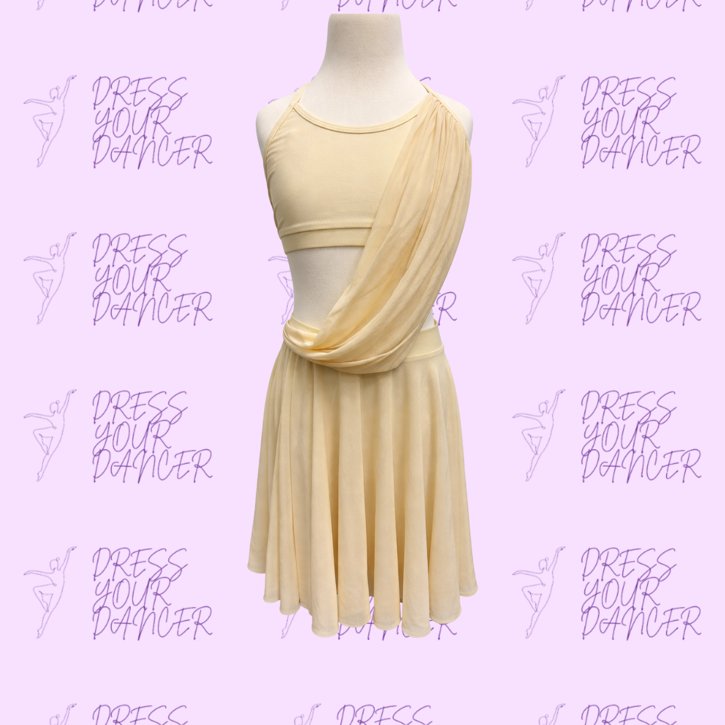 In Stock - Child Intermediate Ivory White River Flows in You Dance Costume - 2 Piece with Connecting Sash Contemporary or Lyrical Costume