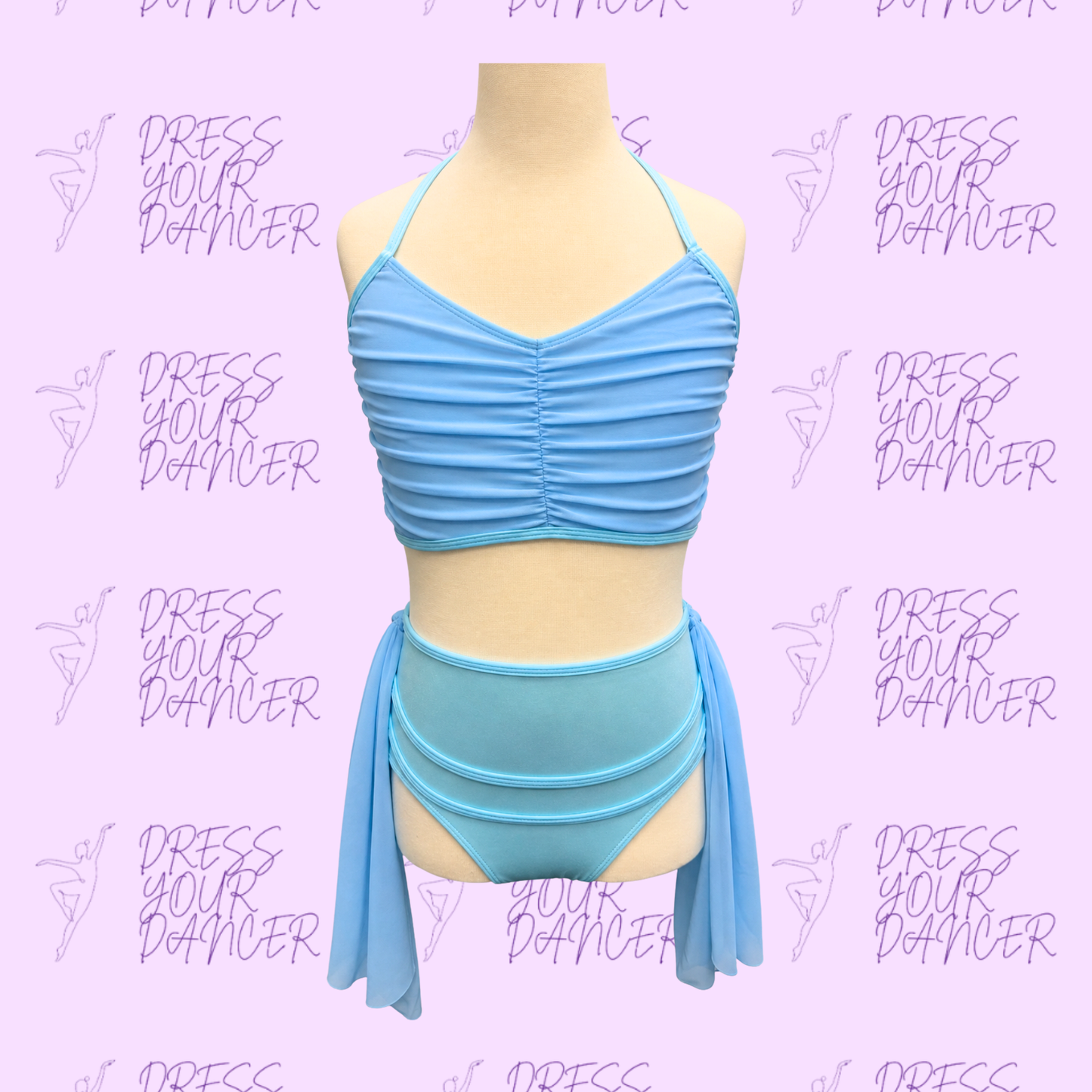 In Stock - Sky Blue Adult Medium Shining Star Dance Costume for Lyrical or Contemporary Solo Performance Outfit Two Piece