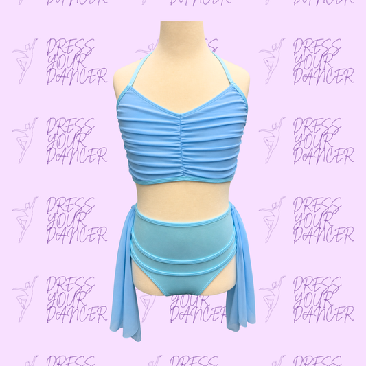 In Stock - Sky Blue Adult Medium Shining Star Dance Costume for Lyrical or Contemporary Solo Performance Outfit Two Piece