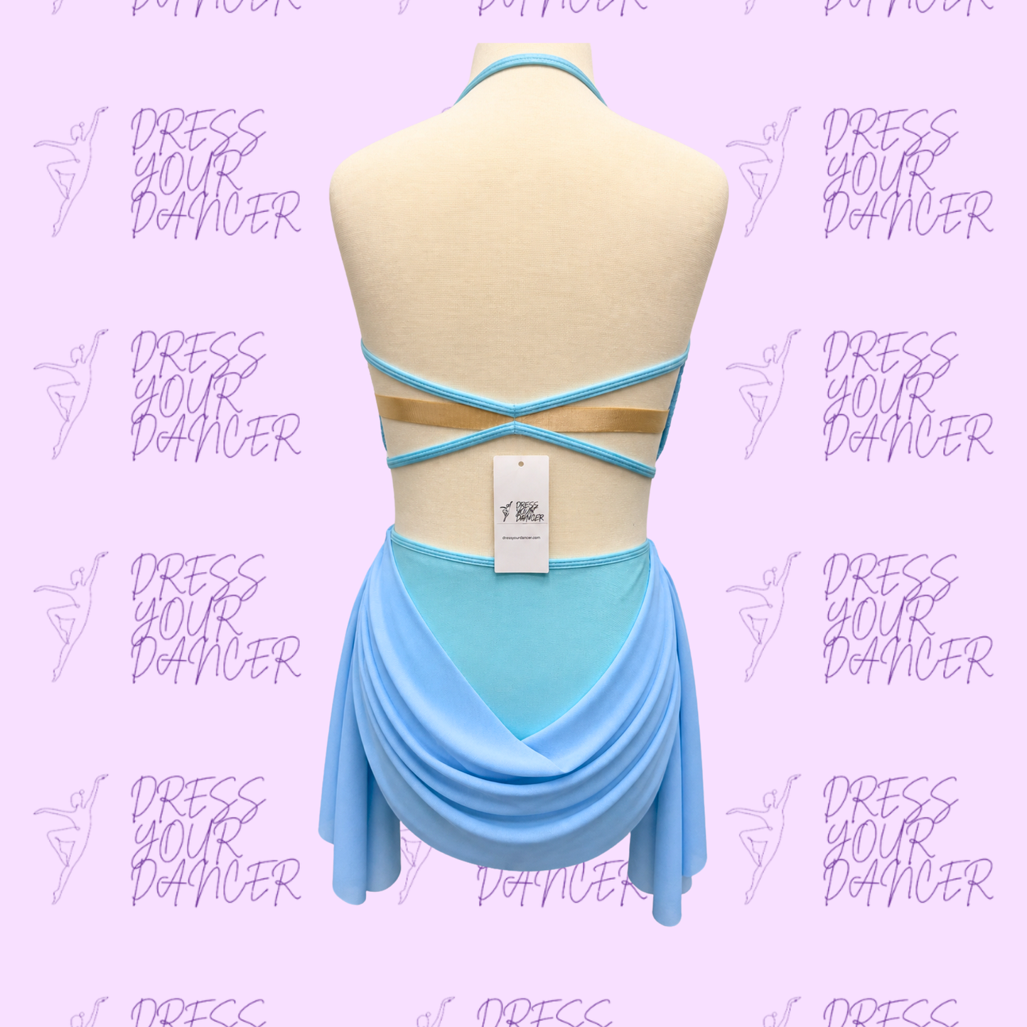 In Stock - Sky Blue Adult Medium Shining Star Dance Costume for Lyrical or Contemporary Solo Performance Outfit Two Piece