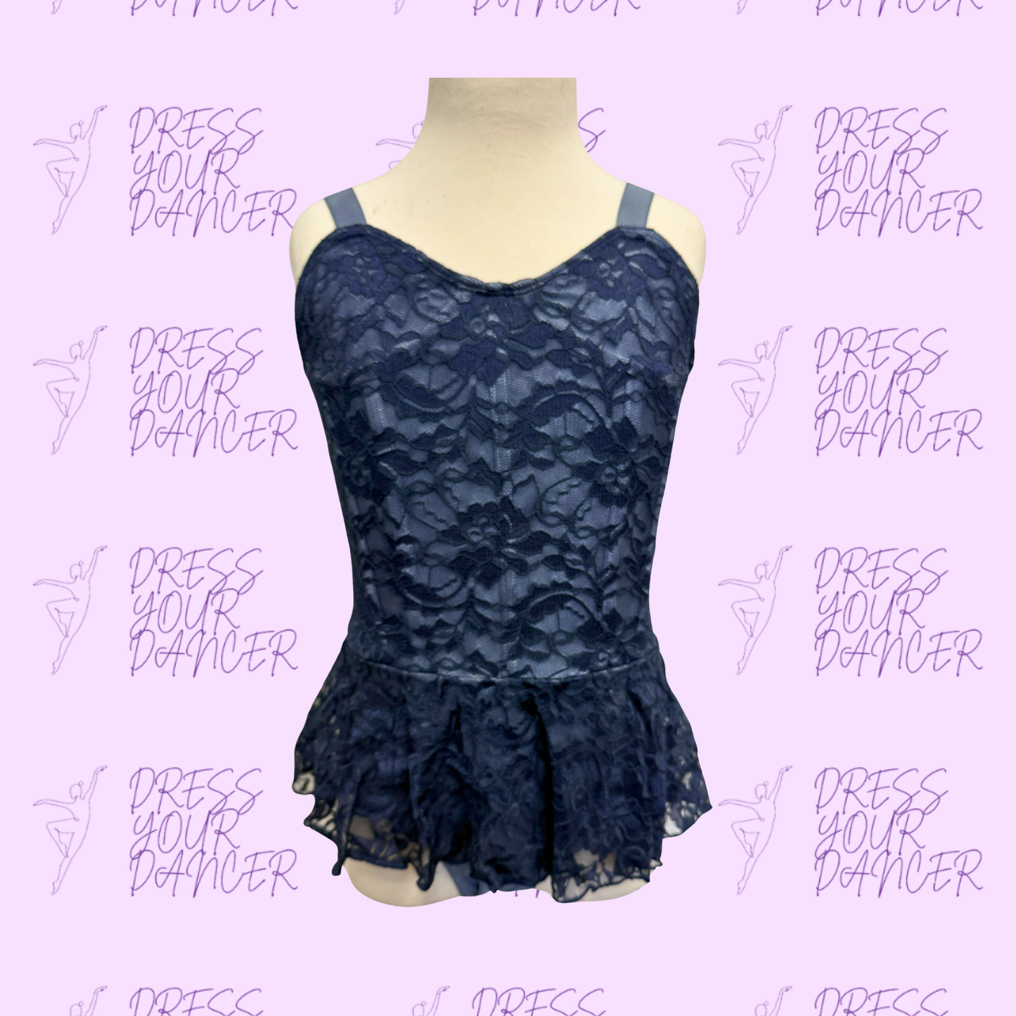 In Stock - Nacy Lace & Steel Blue Nylon Perfect Dance Costumes in Multiple Sizes for Contemporary or Lyrical or Musical Theatre