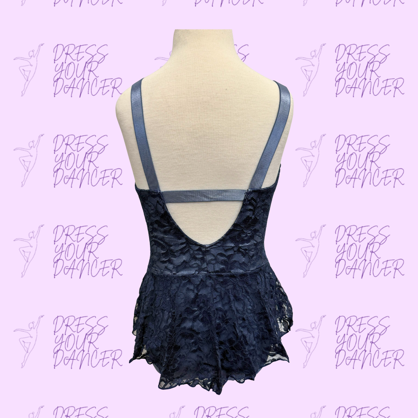 In Stock - Nacy Lace & Steel Blue Nylon Perfect Dance Costumes in Multiple Sizes for Contemporary or Lyrical or Musical Theatre