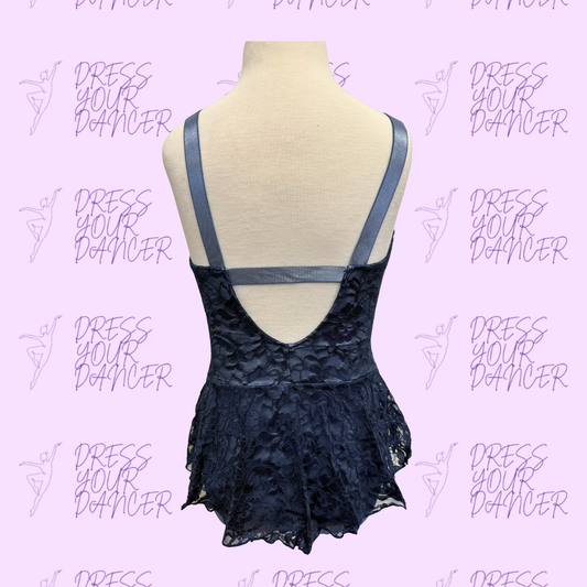 In Stock - Nacy Lace & Steel Blue Nylon Perfect Dance Costumes in Multiple Sizes for Contemporary or Lyrical or Musical Theatre