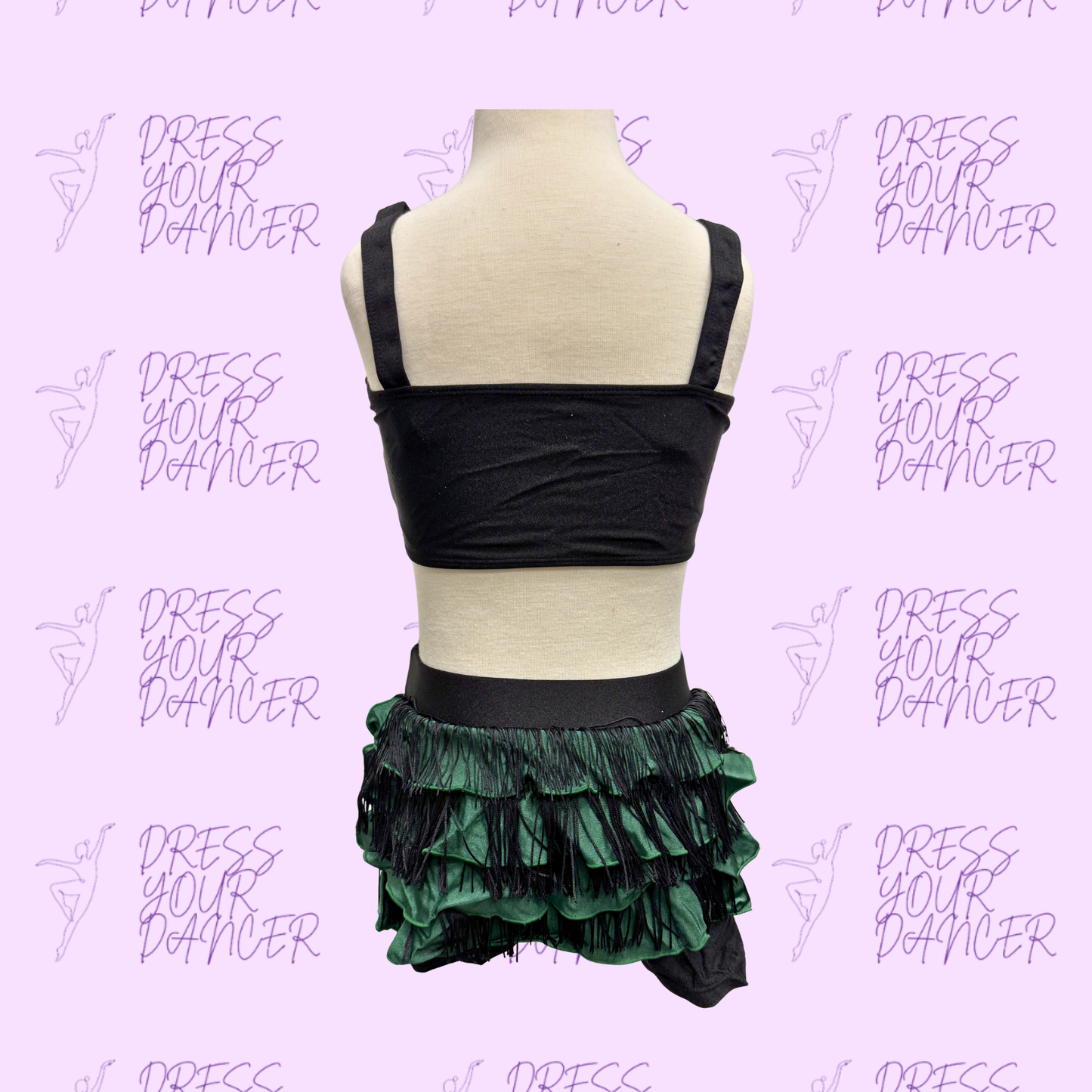 In Stock - As Pictured in Multiple Sizes Rhythm in the Dark Dance Costume One Piece Fringe Ruffle Back Skirt Set Cutout Top Jazz Tap Outfit