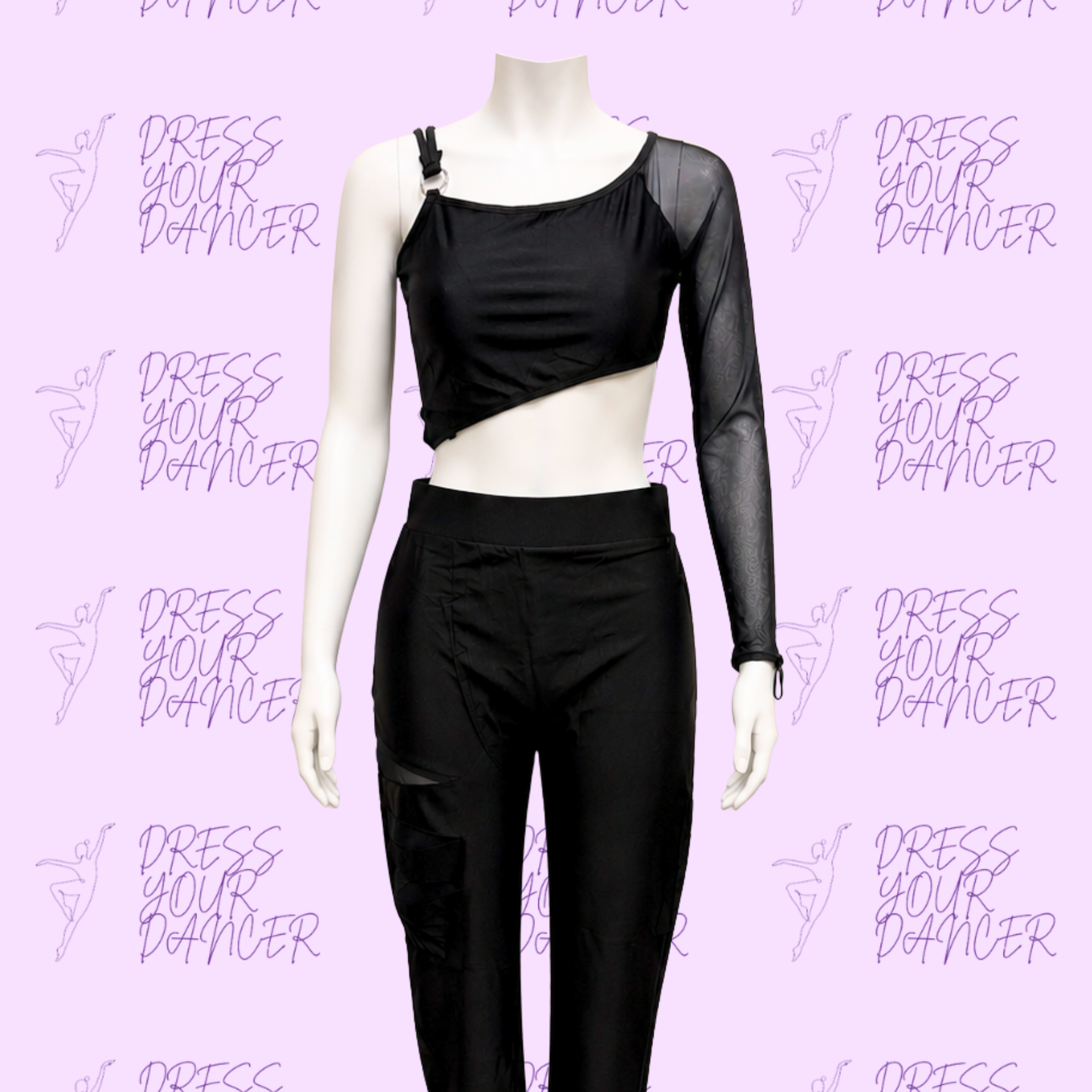 In Stock - Black Control Dance Costume in Multiple Sizes Perfect for Contemporary Small or Large Groups Two-Piece Outfit