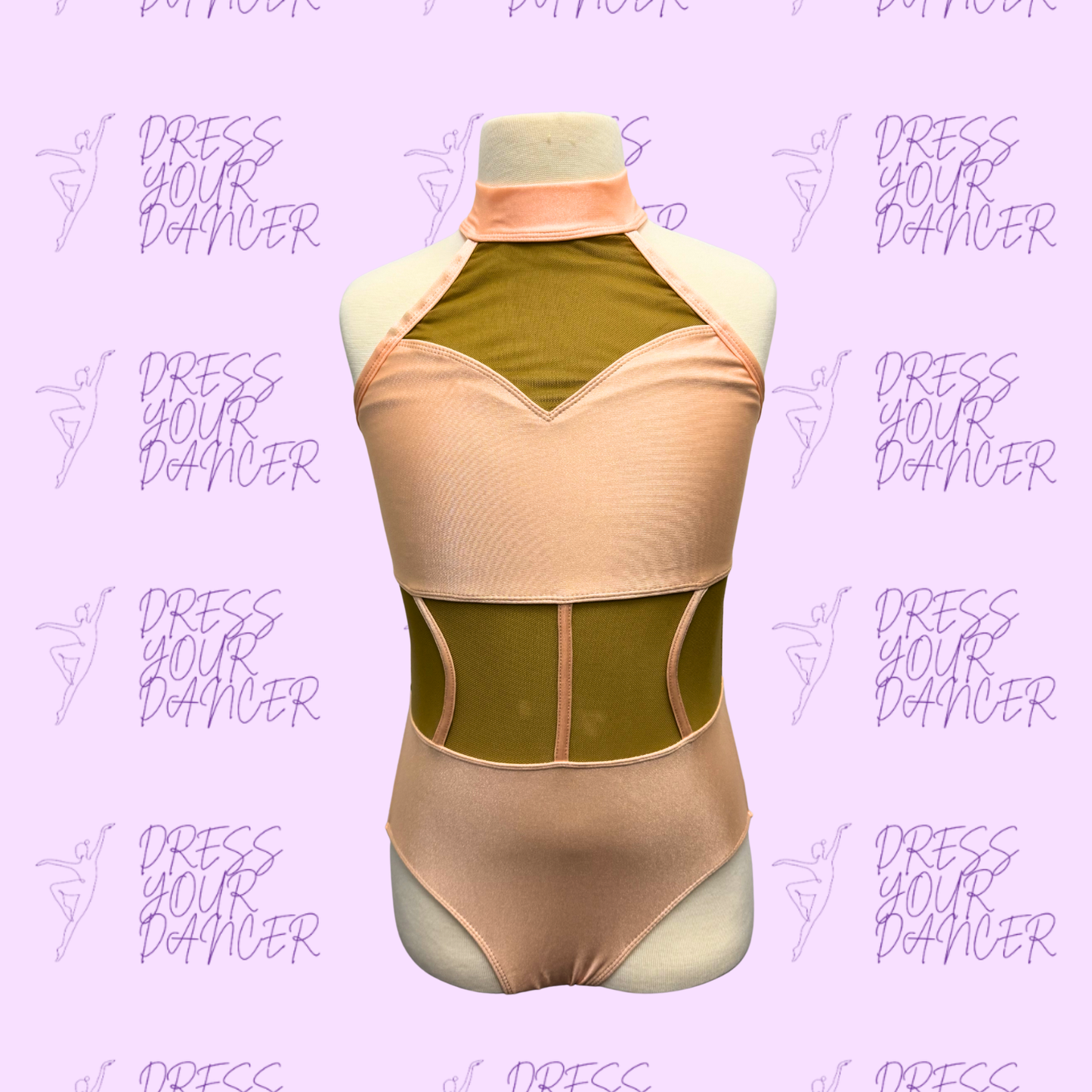 In Stock - Peach Puff & Dark Nude Adult Small Electric Heartbeat Dance Costume Contemporary Lyrical or Jazz Outfit