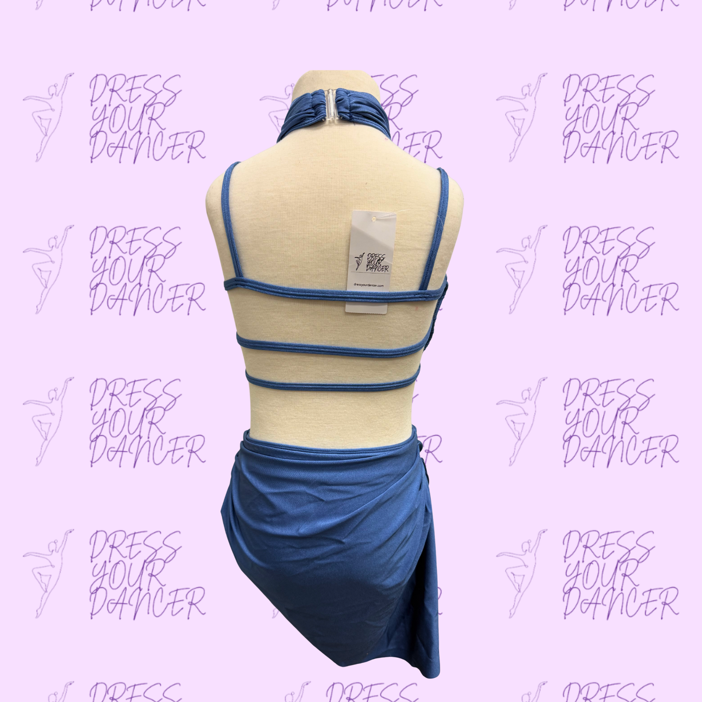In Stock - Steel Blue Child Medium Say You Love Me Dance Costume Contemporary or Lyrical Two Piece Outfit