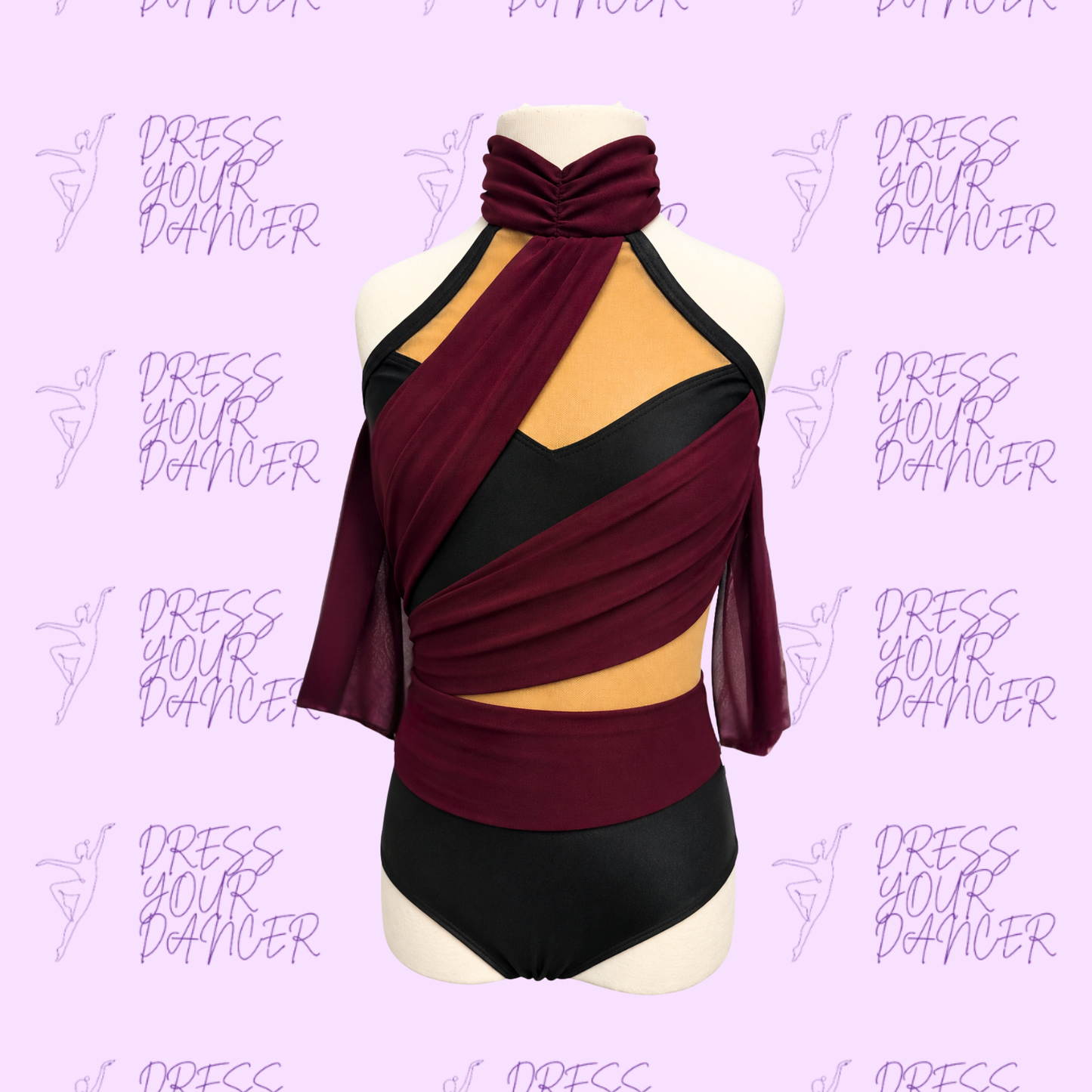 In Stock - Burgundy Black & Dark Nude Killing Me Softly Dance Costume Contemporary or Lyrical 1 Pc Outfit Multiple Sizes Perfect for Groups