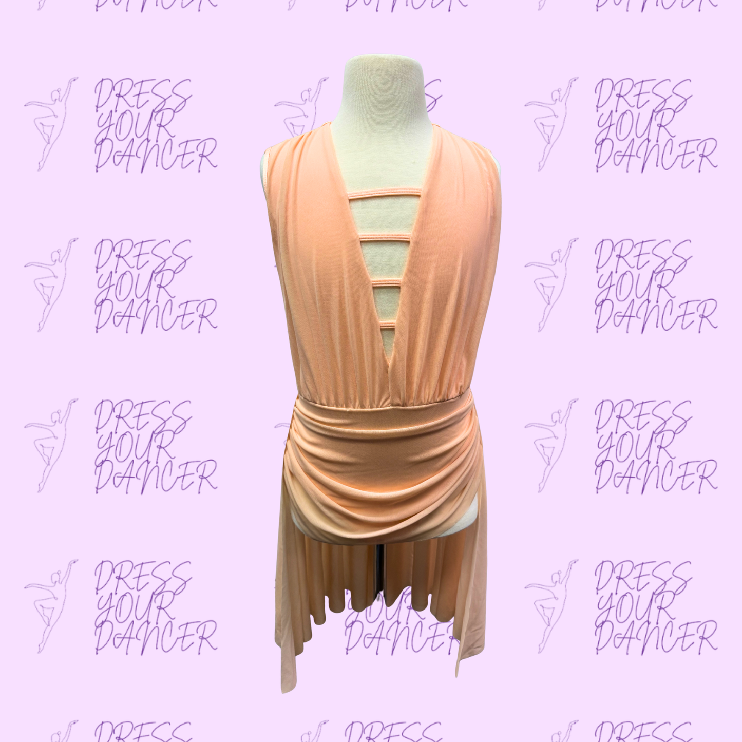 In Stock - Peach Puff Adult Medium Chandlier Dance Costume One Piece Contemporary or Lyrical Outfit