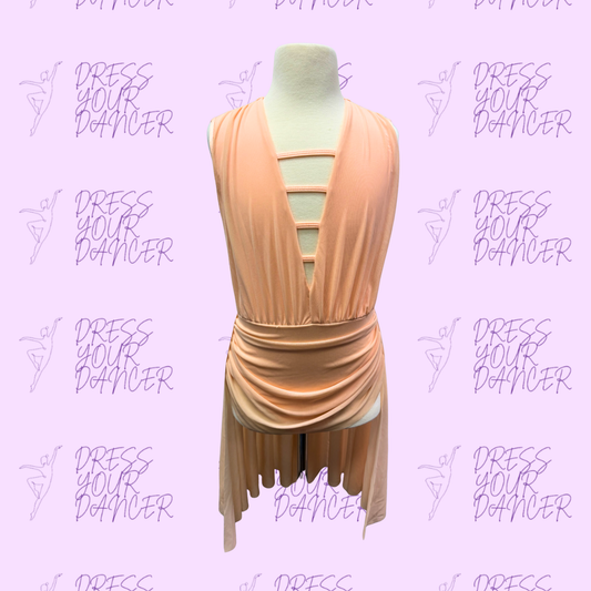 In Stock - Peach Puff Adult Medium Chandlier Dance Costume One Piece Contemporary or Lyrical Outfit