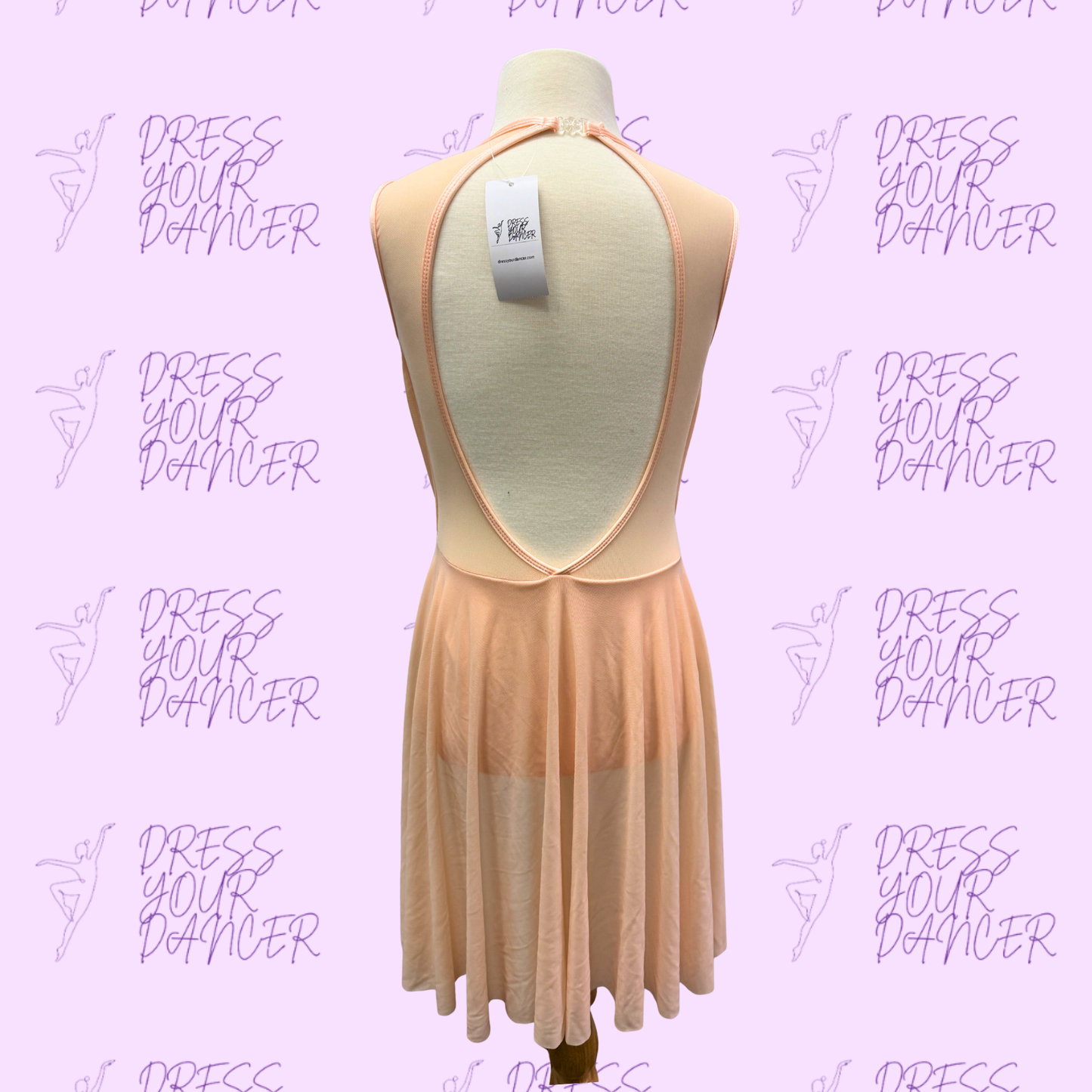 In Stock - Peach Puff Adult Medium Chandlier Dance Costume One Piece Contemporary or Lyrical Outfit
