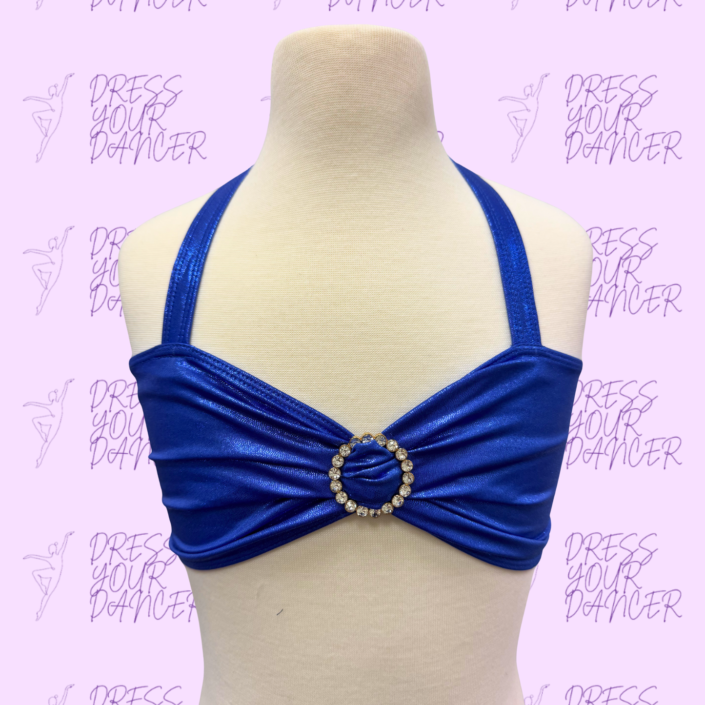 In Stock - Royal Blue Holographic Dot Adult Medium Believe Dance Costume - Top Only