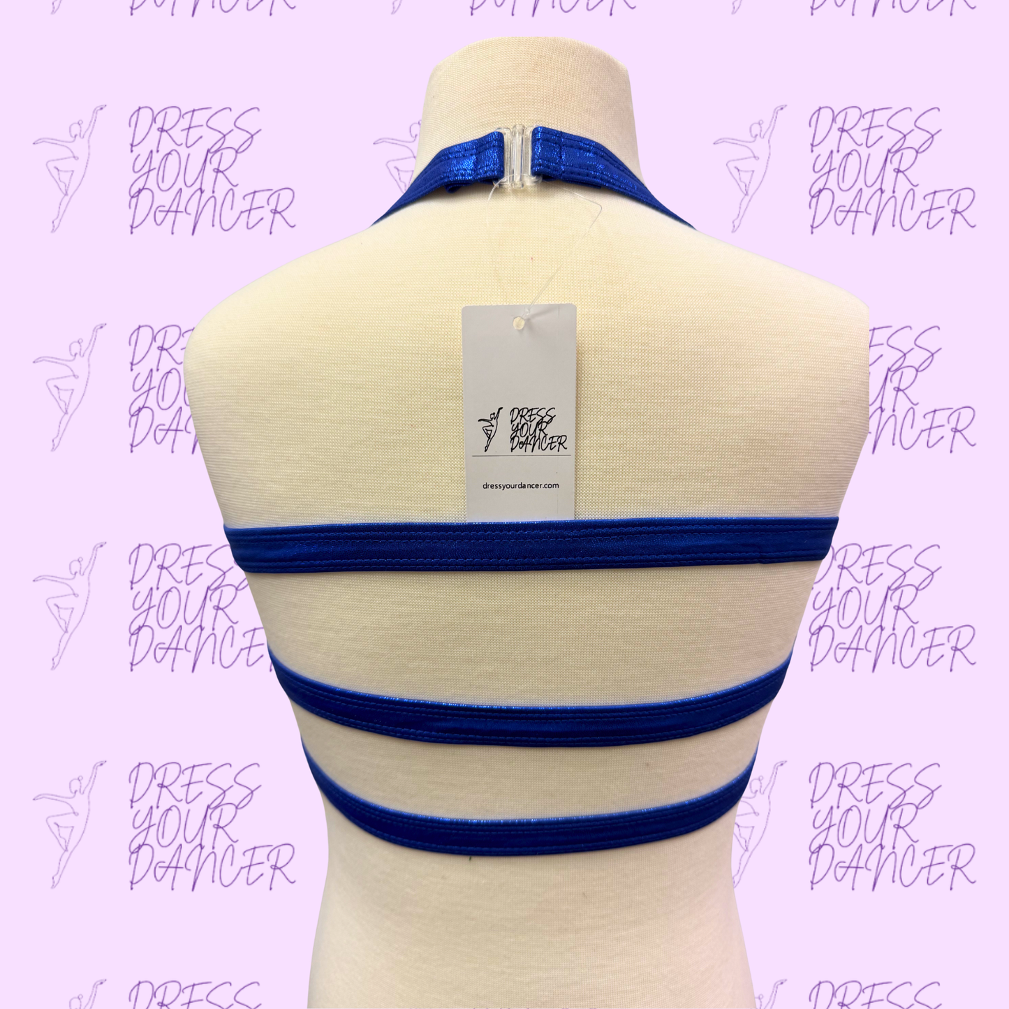 In Stock - Royal Blue Holographic Dot Adult Medium Believe Dance Costume - Top Only