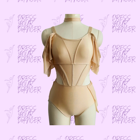 Falling Like the Stars – Lyrical Dance Costume with Off Shoulder Sleeves and Asymmetrical Skirt Contemporary Solo & Competition Dancewear