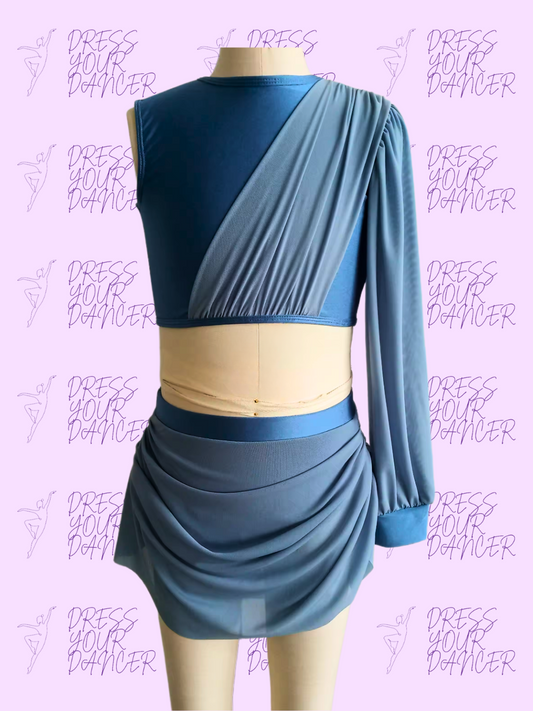 In Stock - Steel Blue Child Medium Someone You Loved Dance Costume Girls Lyrical or Contemporary Solo Costume Competition Dancewear