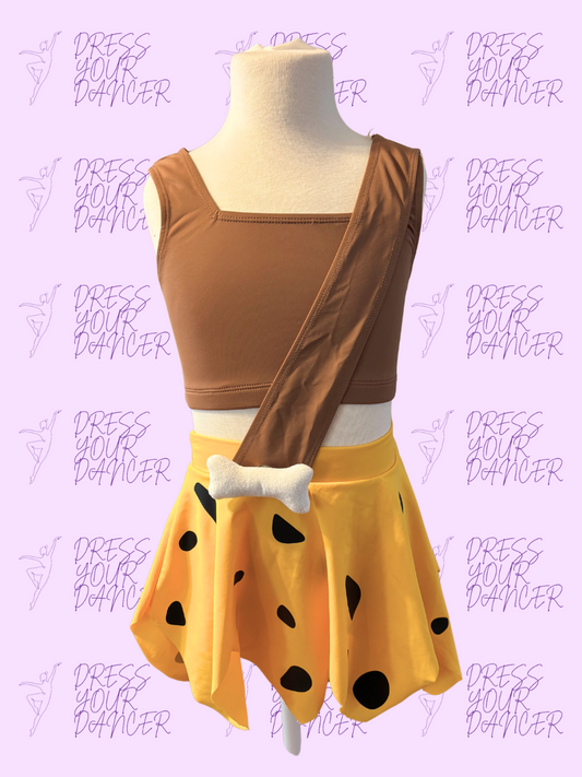 Flintstones Dance Costume – Bam Bam-Inspired Girls Character Costume Prehistoric Competition Dancewear Custom Stage Performance Outfit