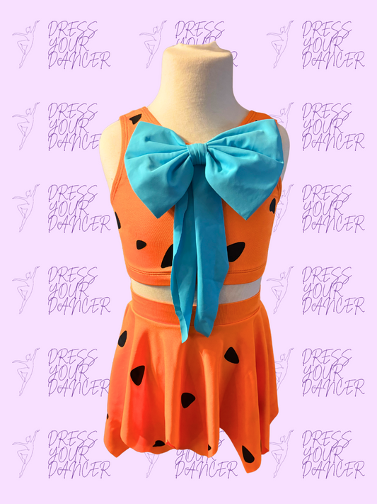 Flintstones Dance Costume – Fred-Inspired Girls Character Solo Costume, Prehistoric Cartoon Competition Dancewear, Custom Performance Outfit