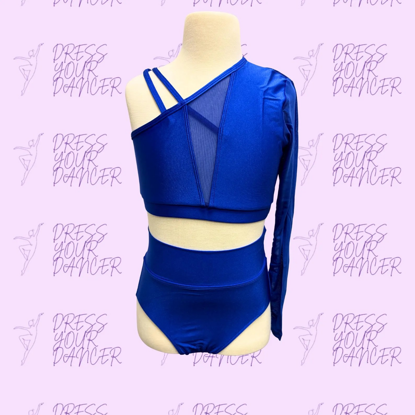 In Stock - Adult Medium Royal Blue Vogue Dance Costume - Two Piece Jazz Contemporary Lyrical Modern Dance Costume - One Sleeve Costume