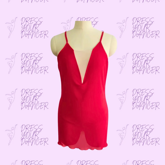 In Stock - Red & Nude Adult Small Material Girl Dance Costume Contemporary or Lyrical Solo Competition Dancewear Teen Stage Outfit