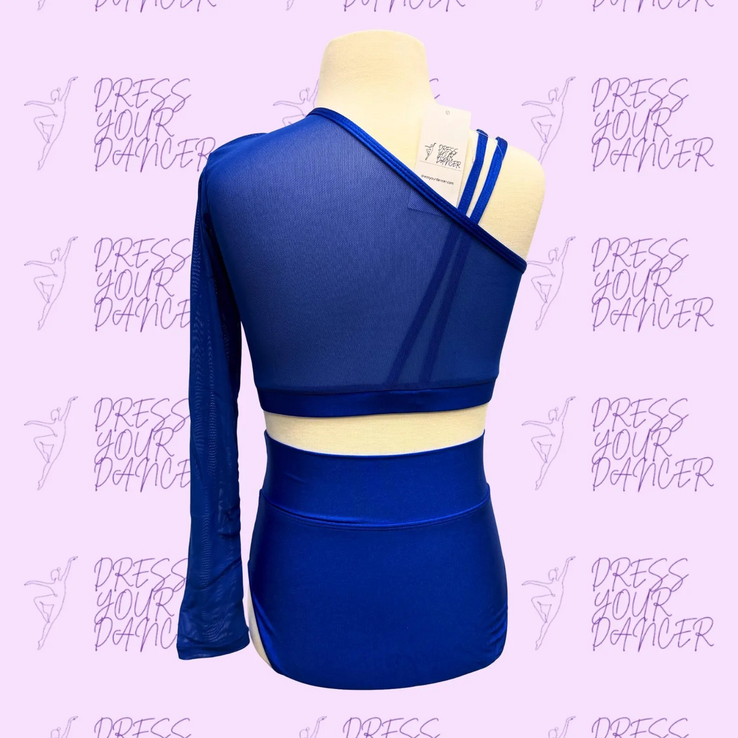 In Stock - Adult Medium Royal Blue Vogue Dance Costume - Two Piece Jazz Contemporary Lyrical Modern Dance Costume - One Sleeve Costume