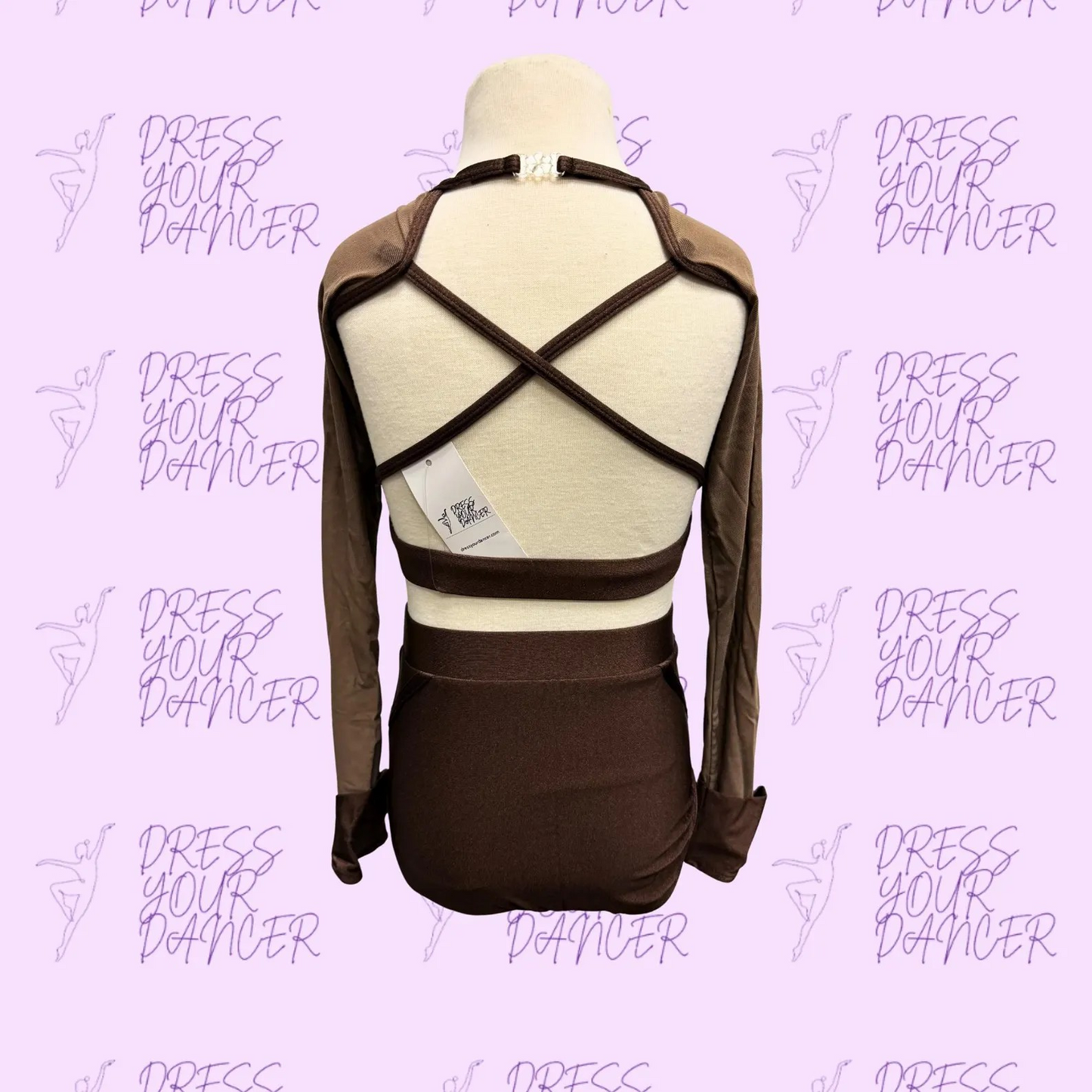 In Stock - Child Medium Coffee Brown Run The World Dance Costume - Two Piece Jazz Costume