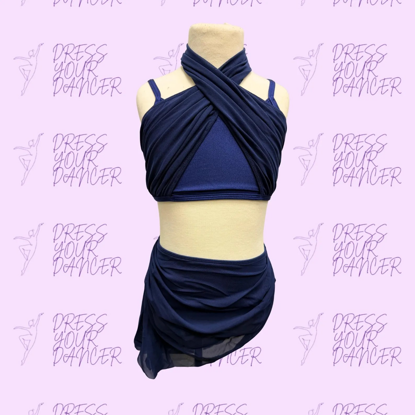 In Stock - Navy Blue Child Medium Top & Child Large Bottoms Say You Love Me Dance Costume - 2 Piece Contemporary Lyrical Competition Costume