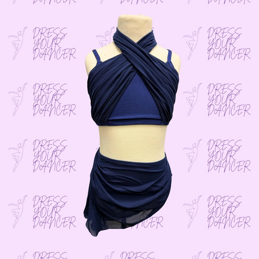 In Stock - Navy Blue Child Medium Top & Child Large Bottoms Say You Love Me Dance Costume - 2 Piece Contemporary Lyrical Competition Costume